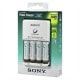 Chargeur SONY compact + 4 piles LR6 NiMH de 2500mAh (Recharge 4 piles LR6 ou LR03)