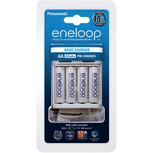 PANASONIC - Chargeur ENELOOP USB de voyage (Recharge 4 piles LR6 ou LR03 non fournies)