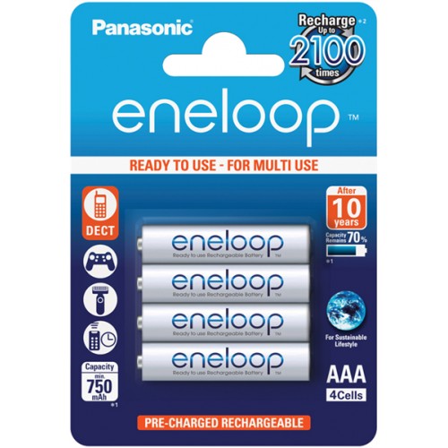 PANASONIC - Piles rechargeables ENELOOP LR03 (AAA) NiMH 750mAh Blister de 4 piles