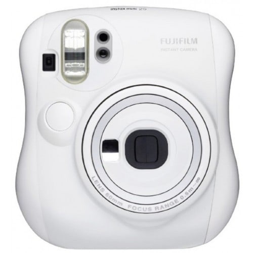 FUJI - Appareil photo instantané Instax Mini 25 - Format photo 62x46mm - Livré avec 2 piles CR2 et dragonne - Dim. (L)112x(H)121x(P)60,6mm - Blanc