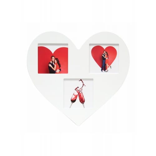 Cadre photo DEKNUDT S66RD4 P3 - Forme coeur pour 3 photos 10x10cm (bois)