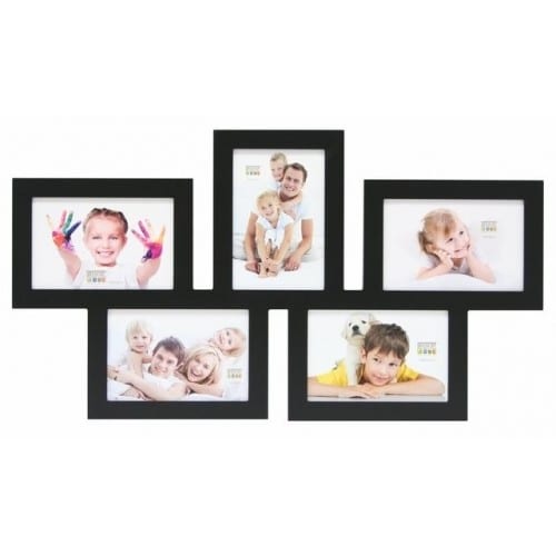 Cadre photo DEKNUDT S65SY multivue bois pour 5 photos 10x15 Noir