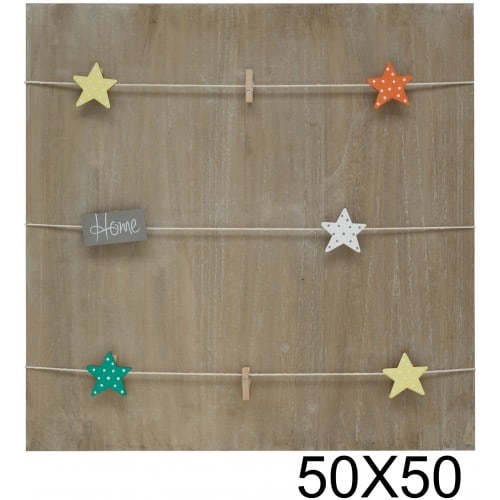 S67TT2 E - Panneau bois avec 3 cordes et 8 pinces - 50x50cm