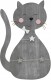 S67TT5 E - Panneau bois gris forme chat avec 2 cordes et 3 pinces - 38x59cm