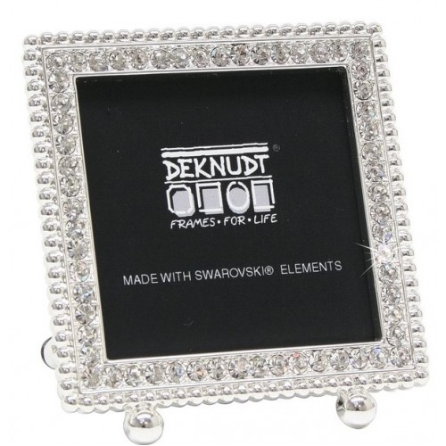 DEKNUDT - Cadre photo S66LA3 - mini cadre carré argenté métal avec cristaux Swarovski pour photo 5x5cm