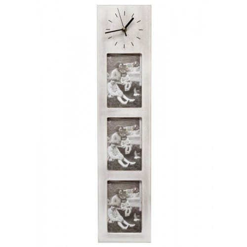 Cadre photo DEKNUDT S67TK E3 - bois + horloge - pour 3 photos 10x15cm