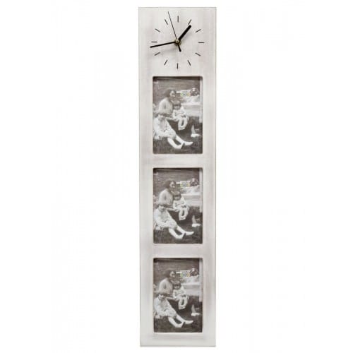 DEKNUDT - Cadre photo multivues S67TK E3 - bois + horloge - pour 3 photos 10x15cm