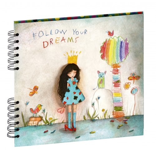 PANODIA - Album photo série ARTISTES Illustration MILA 22x22cm - Spirales  80 photos 10x15 - Traditionnel 40 pages noires "Follow Your Dreams"