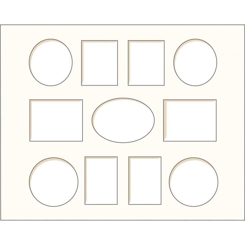 Passe partout BRIO - Format extérieur 40x50cm - Multi-vues (11 fenêtres 10x15cm) - Blanc cassé