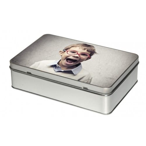 Boîte cadeau rectangle en étain - Dim. 198x128x50mm - Avec feuille aluminium