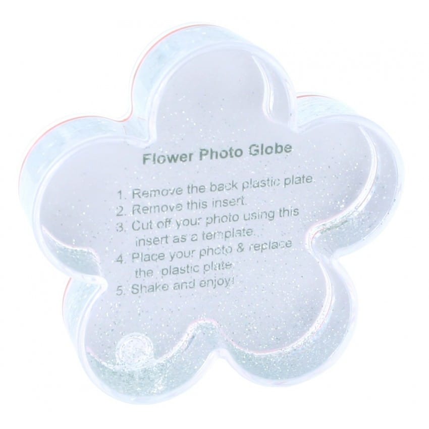 Boule à neige TECHNOTAPE Fleur - avec insertion photo - Paillettes argentées - Dim. 10x10cm