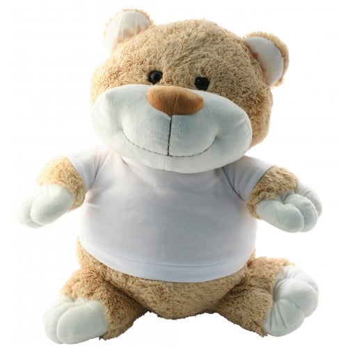 Peluche TECHNOTAPE "Ours" + T-shirt blanc 100% polyester - Certifiée conforme aux normes de sécurité européenne - Hauteur 50cm