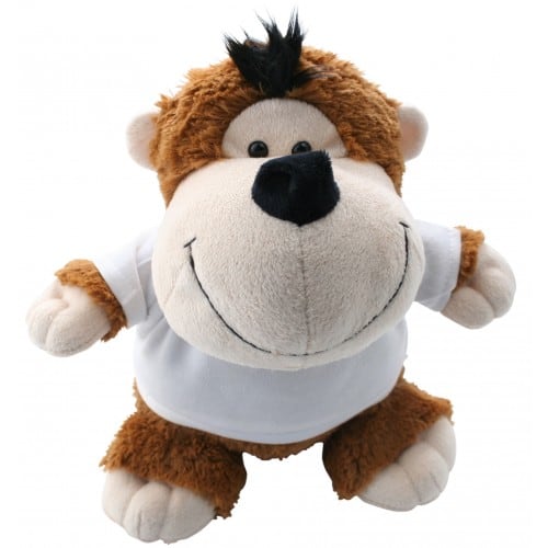 Peluche TECHNOTAPE "Singe" + T-shirt blanc 100% polyester - Certifiée conforme aux normes de sécurité européenne - Hauteur 21cm