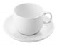 Tasse - soucoupe en céramique, empilable 180ml (6oz) - Blanc - Adapté lave-vaisselle/micro-ondes - Certifié contact 