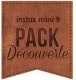 Instax Mini 9 "Pack Découverte blanc cendré" : Appareil Blanc cendré + 1 pack mini (10v) + 1 housse Marron