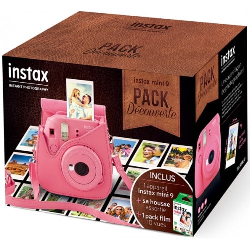 Fuji Instax Mini 9 Instax Mini 9 "Pack Découverte rose corail" : Appareil Rose corail + 1 pack mini (10v) + 1 housse Rose corail