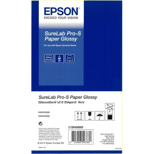 EPSON - Papier jet d'encre SureLab Pro-S brillant 254g pour D700/ D7/D800 - 203mm x 65m - 2 rouleaux