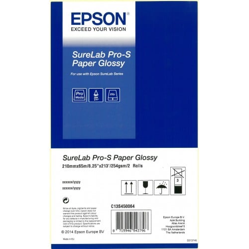 Papier jet d'encre EPSON SureLab Pro-S brillant 254g pour D700/ D7 - 210mm x 65m - 2 rouleaux