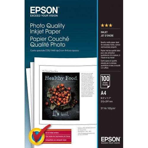 EPSON - Papier jet d'encre couché mat 720dpi 102g - A4 (21x29,7cm) - 100 feuilles