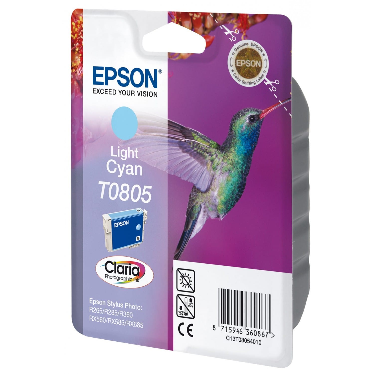  Cartouche  d encre EPSON  T0805 Colibri Cyan clair