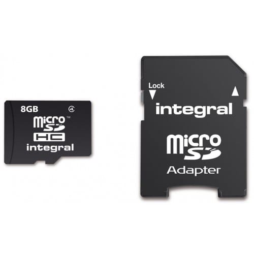 Carte mémoire SD micro INTEGRAL microSDHC Classe 4 8 GB (+ adaptateur SD) 