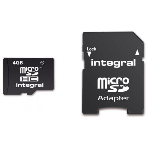 Carte mémoire SD micro INTEGRAL microSDHC Classe 4 4 GB (+ adaptateur SD) 