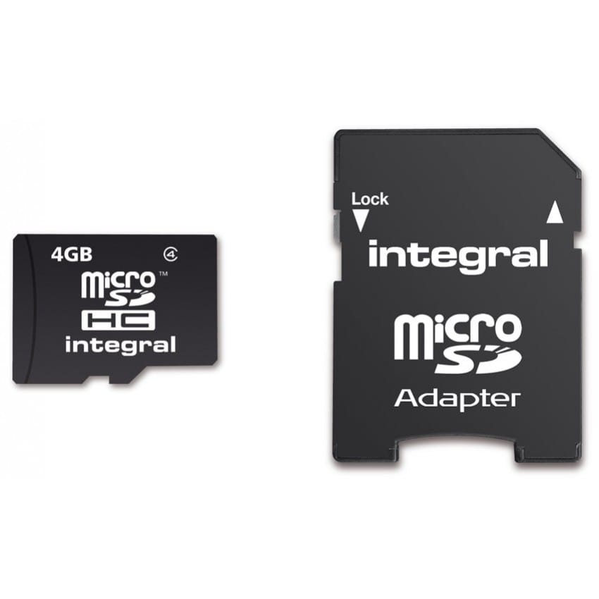 Carte mémoire SD micro INTEGRAL microSDHC Classe 4 4 GB (+ adaptateur SD) 