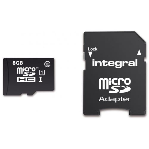 Carte mémoire SD micro INTEGRAL microSDHC UltimaPro Classe 10 (40 Mo/s   266x) 8 GB (+ adaptateur SD) 