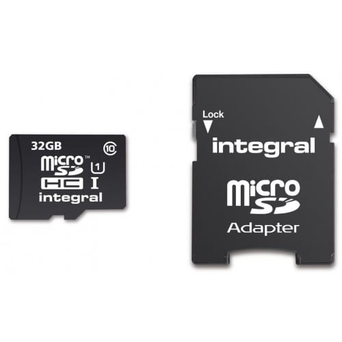 Carte mémoire SD micro INTEGRAL microSDHC UltimaPro Classe 10 (40 Mo/s   266x) 32 GB (+ adaptateur SD) 