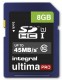Carte mémoire SD INTEGRAL SDHC Classe 10 Ultima Pro Full HD (45Mo/s) 8 Go