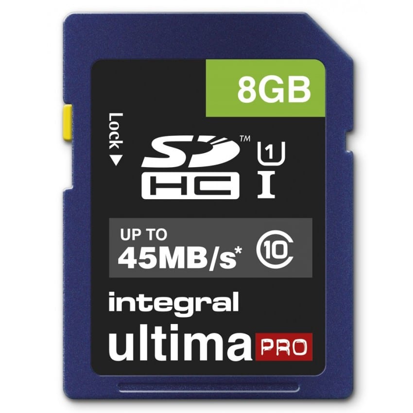 Carte mémoire SD INTEGRAL SDHC Classe 10 Ultima Pro Full HD (45Mo/s) 8 Go