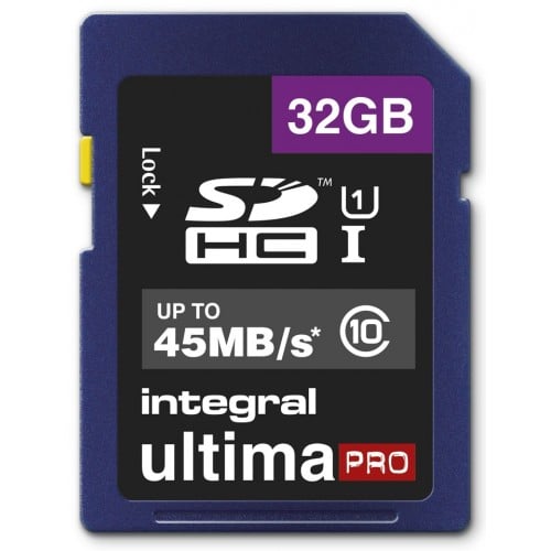 INTEGRAL - Carte mémoire SD SDHC Classe 10 Ultima Pro Full HD (45Mo/s) 32 Go
