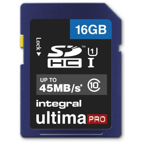 Carte mémoire SD INTEGRAL SDHC Classe 10 Ultima Pro Full HD (45Mo/s) 16 Go