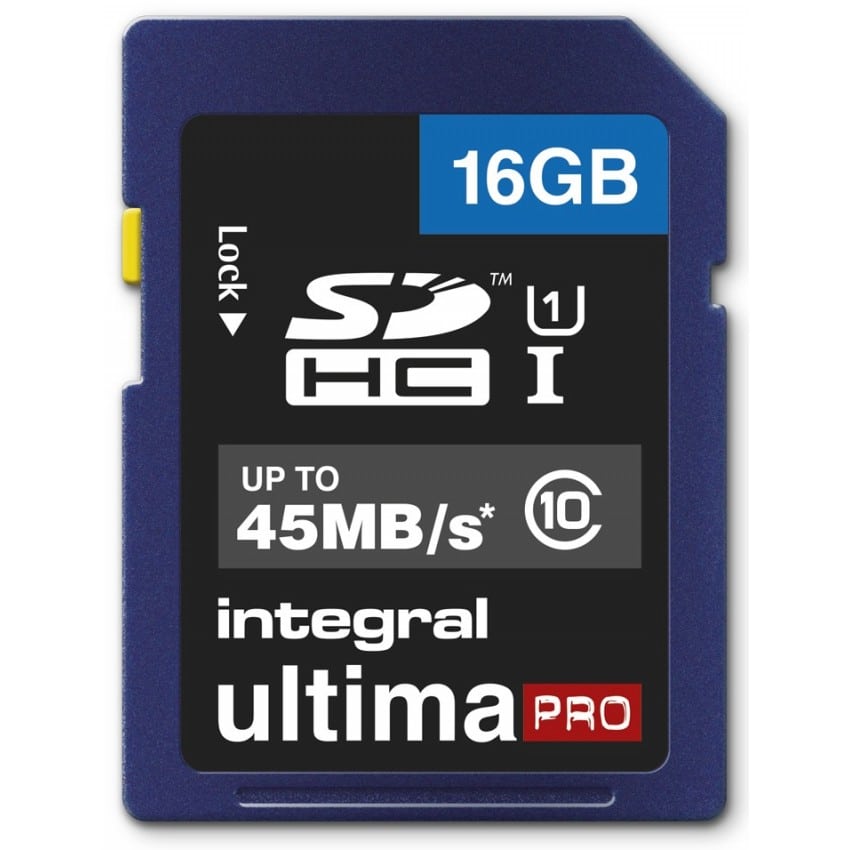Carte mémoire SD INTEGRAL SDHC Classe 10 Ultima Pro Full HD (45Mo/s) 16 Go