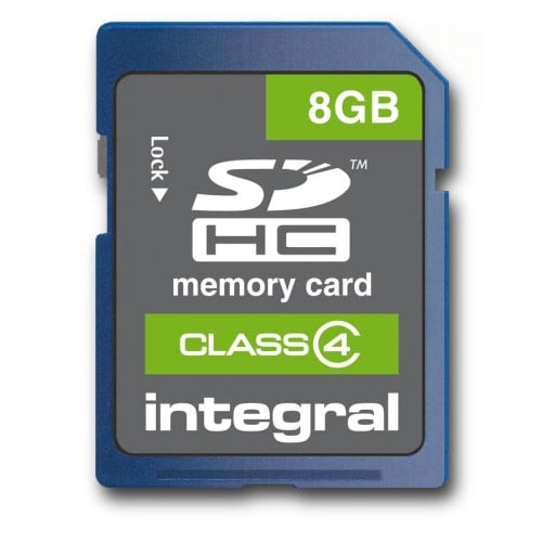 INTEGRAL - Carte mémoire SD SDHC Class 4 - 8 Go avec boite de protection