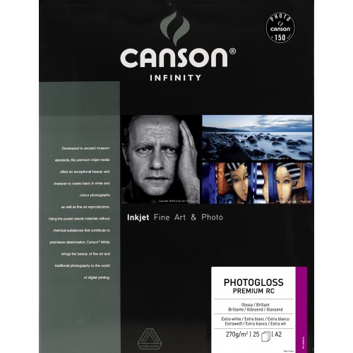 CANSON - Papier jet d'encre Infinity Photogloss Premium RC  extra blanc 270g - A2 (42x59,4cm) - 25 feuilles