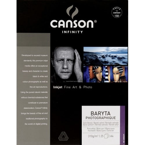 Papier jet d'encre CANSON CANSON Infinity Baryta Photographique satiné blanc 310g - A4 - 25 feuilles