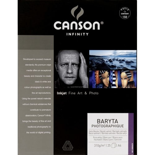 CANSON - Papier jet d'encre Infinity Baryta Photographique satiné blanc 310g - A4 (21x29,7cm) - 25 feuilles