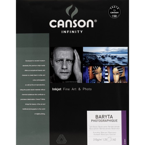 CANSON - Papier jet d'encre Infinity Baryta Photographique satiné blanc 310g - A2 (42x59,4cm) - 25 feuilles