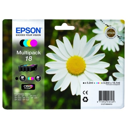 EPSON - Cartouche d'encre T180645 Pâquerette - N°18 multipack noire/cyan/magenta/jaune