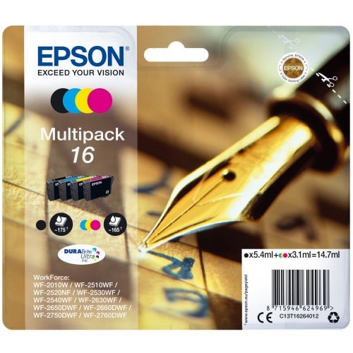 EPSON - Cartouche d'encre T162640 Stylo à plume - n°16 multipack noire/cyan/magenta/jaune