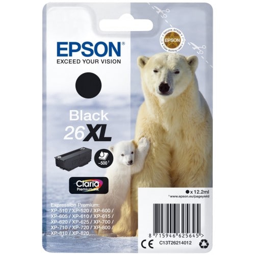 EPSON - Cartouche d'encre T262140 Ours Polaire n°26 - Noir XL