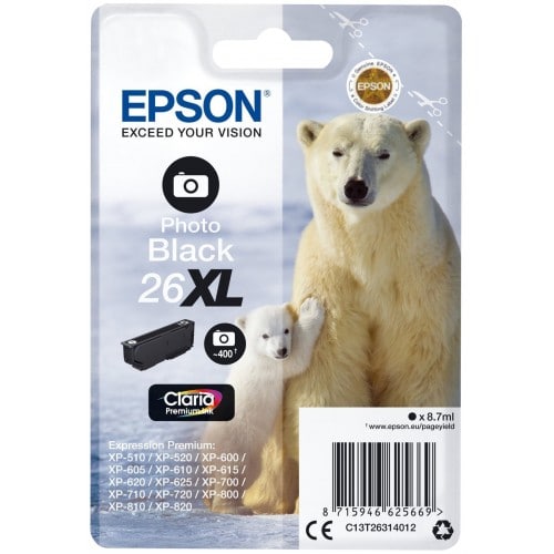 EPSON - Cartouche d'encre T263140 Ours Polaire n°26 - Noir photo XL