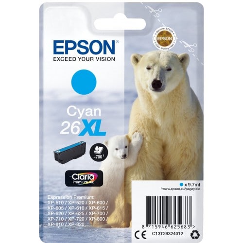 EPSON - Cartouche d'encre T263240 Ours Polaire n°26 - Cyan XL