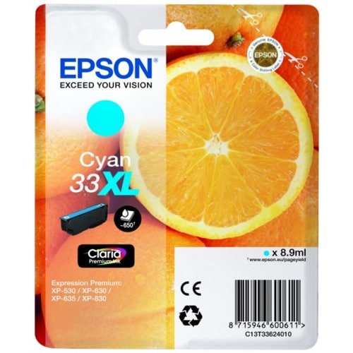 EPSON - Cartouche d'encre T336240 Oranges n°33 - Cyan XL