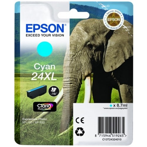 EPSON - Cartouche d'encre T243240 Eléphant n°24 - Cyan XL