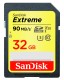 Carte mémoire SD SANDISK SDHC/XC Extrême (vidéo HD) Classe 10 (90Mo/s 599x) 32 GB - V30