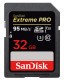 Carte mémoire SD SANDISK SDHC Extrême Pro Classe 10 V30 optimisée 4K (95Mo/s   633x) 32 GB