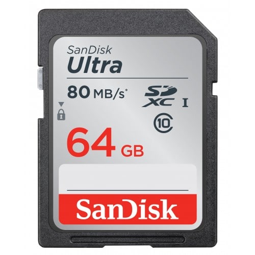 Carte mémoire SD SANDISK SDHC/XC Classe 10 Ultra (80Mo/s 533x) 64 GB