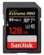 Carte mémoire SD SANDISK SDXC Extrême Pro Classe 10 V30 optimisée 4K (95Mo/s 633x) 128 GB